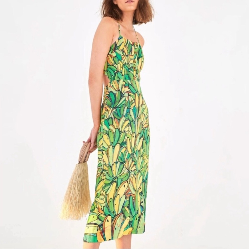 Farm Rio Banana Print Midi Dress